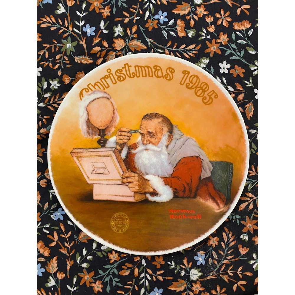 “Grandpa Plays Santa" Norman Rockwell Christmas 1985 Plate Edwin Knowles